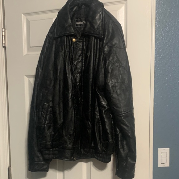 leather works Other - Men's Black Bomber Jacket